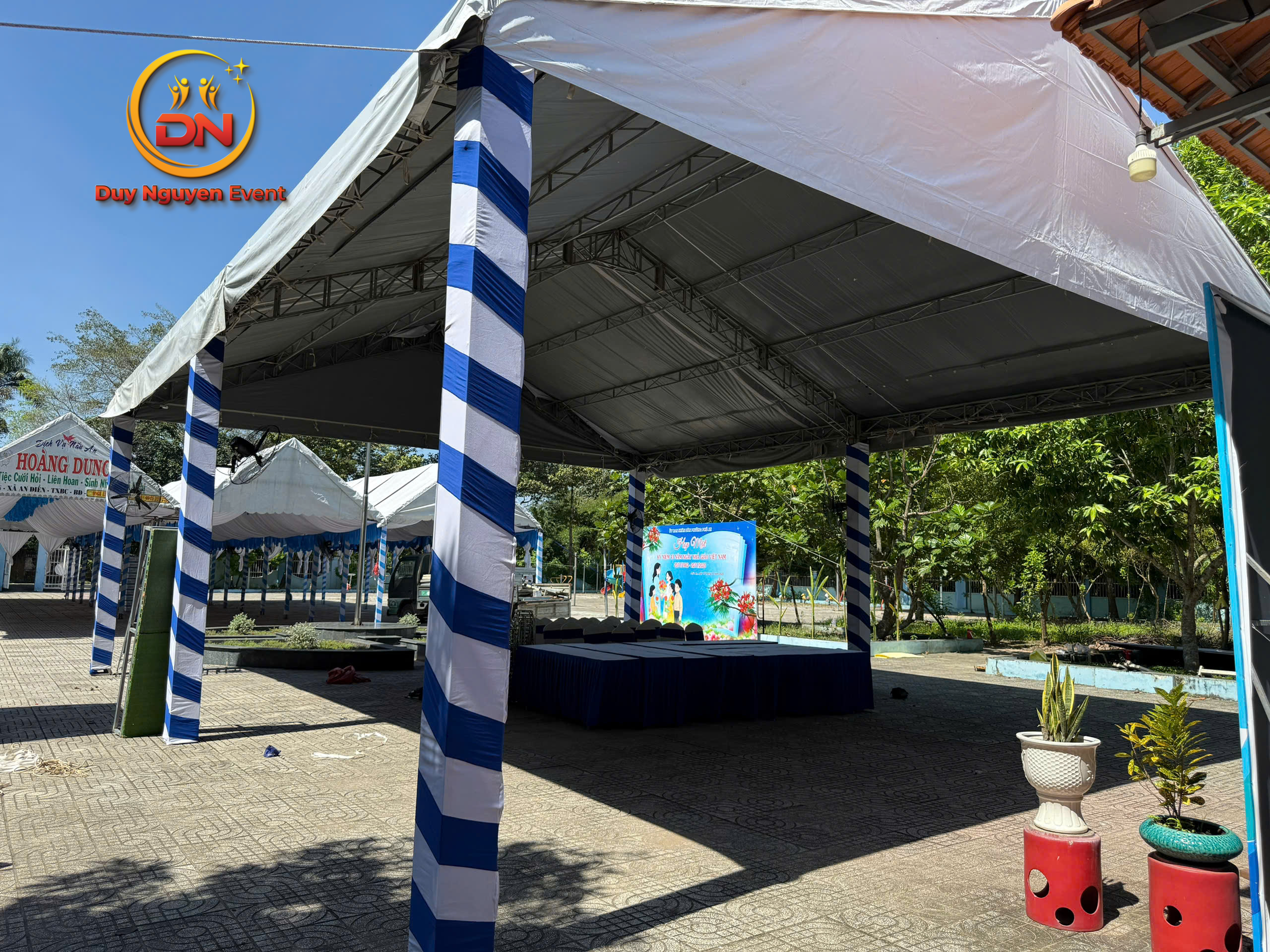 Thi công nhà bạt không gian lễ khởi công động thổ dự án nhà máy tại huyện Long Thành Đồng Nai.