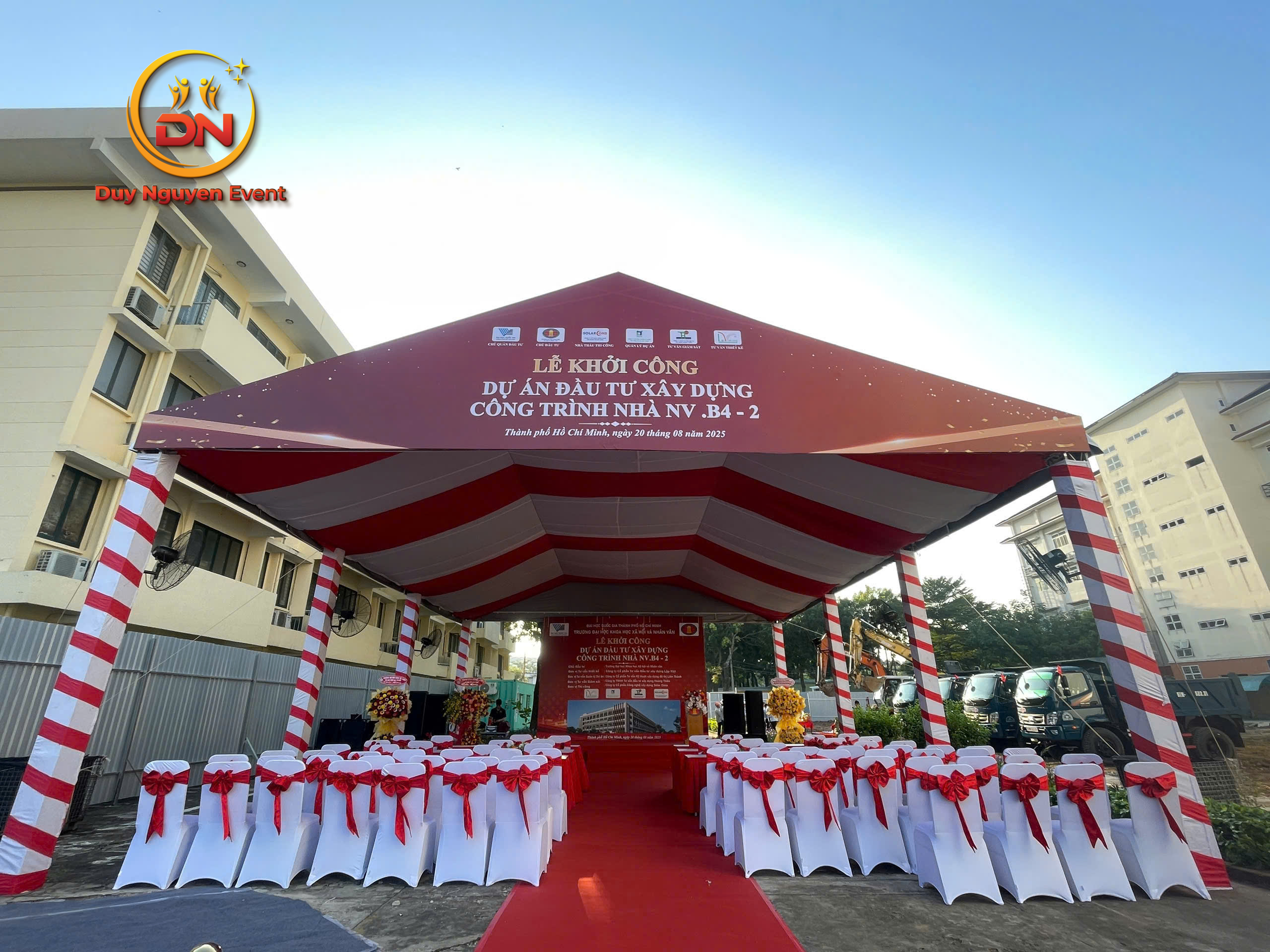 Phối cảnh lễ động thổ 200 khách với nhà bạt không gian tại Bình Dương