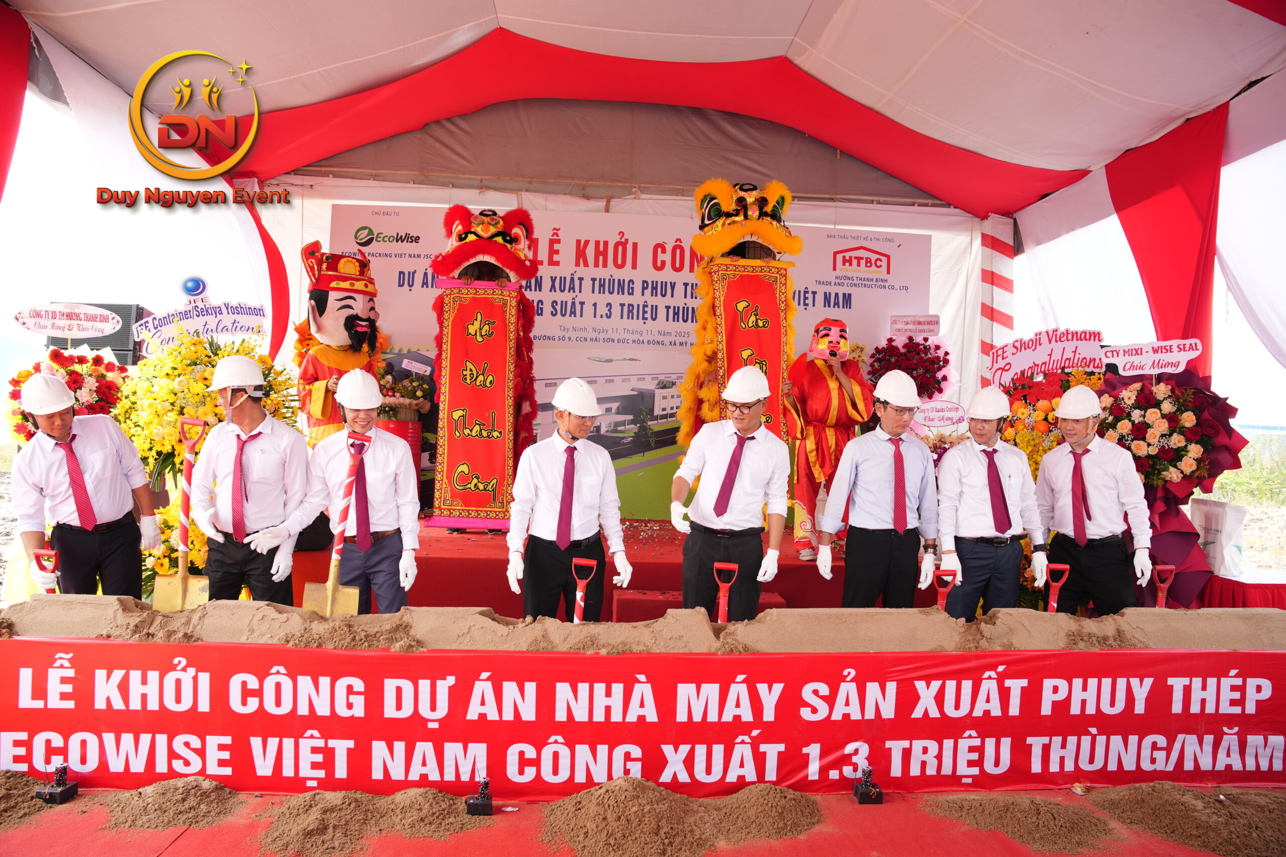 Nghi thức xúc cát lễ khởi công nhà máy Ecowise Tây Ninh - Sự Kiện Duy Nguyễn tổ chức