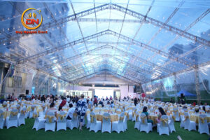 Tổng quan mẫu nhà bạt trong suốt không gian mở sang trọng cho sự kiện ngoài trời tại TPHCM